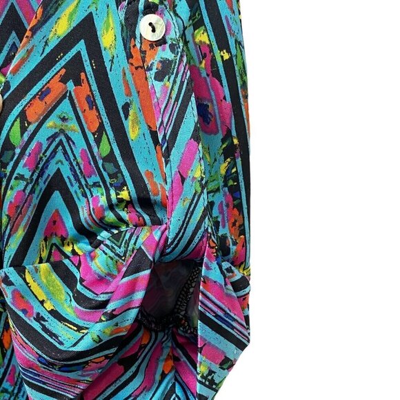 VeronicaM Shirt Dress Medium Luxe Stretch Jersey Pullover Short Sleeve Turquoise - Picture 9 of 12